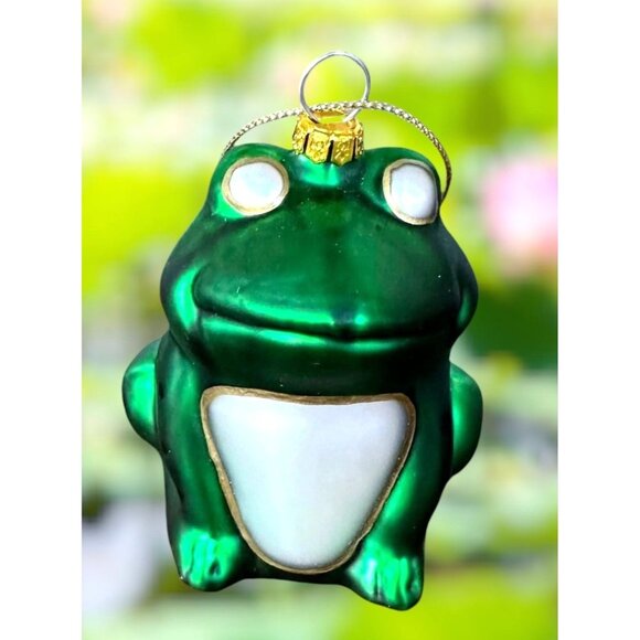VTG Frog Ornament Glass Prince Kermit Christmas Holiday Birthday Girlfriend Gift - Picture 1 of 12